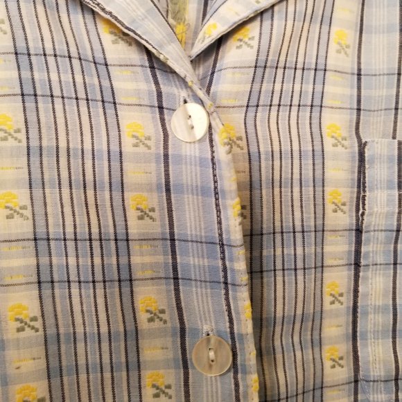 Classic Elements Woman Casual Blue Plaid w/Flowers Button-up Front Size 22W - Picture 3 of 8